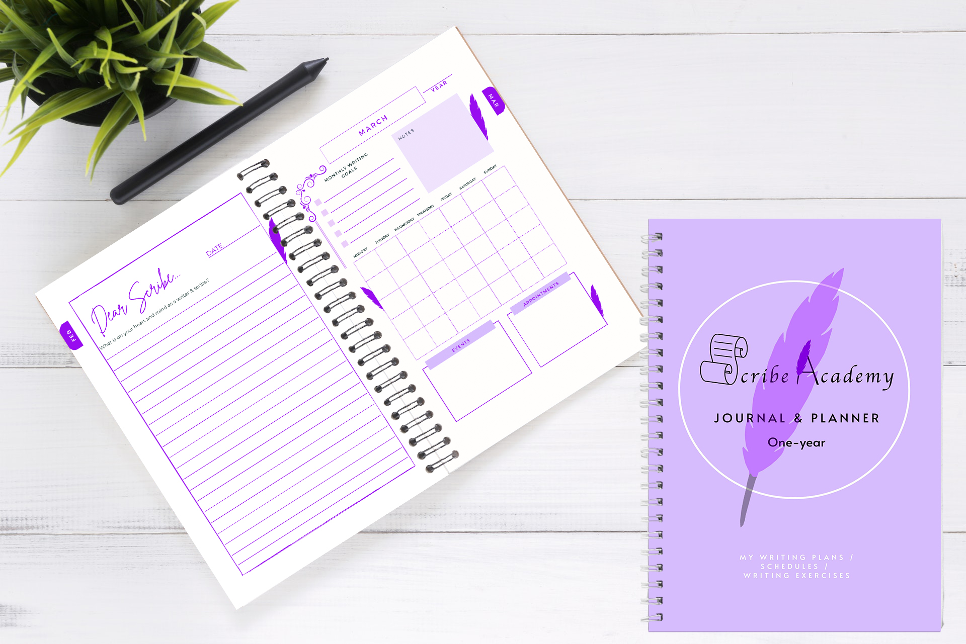 Writing Journal and Planner Display