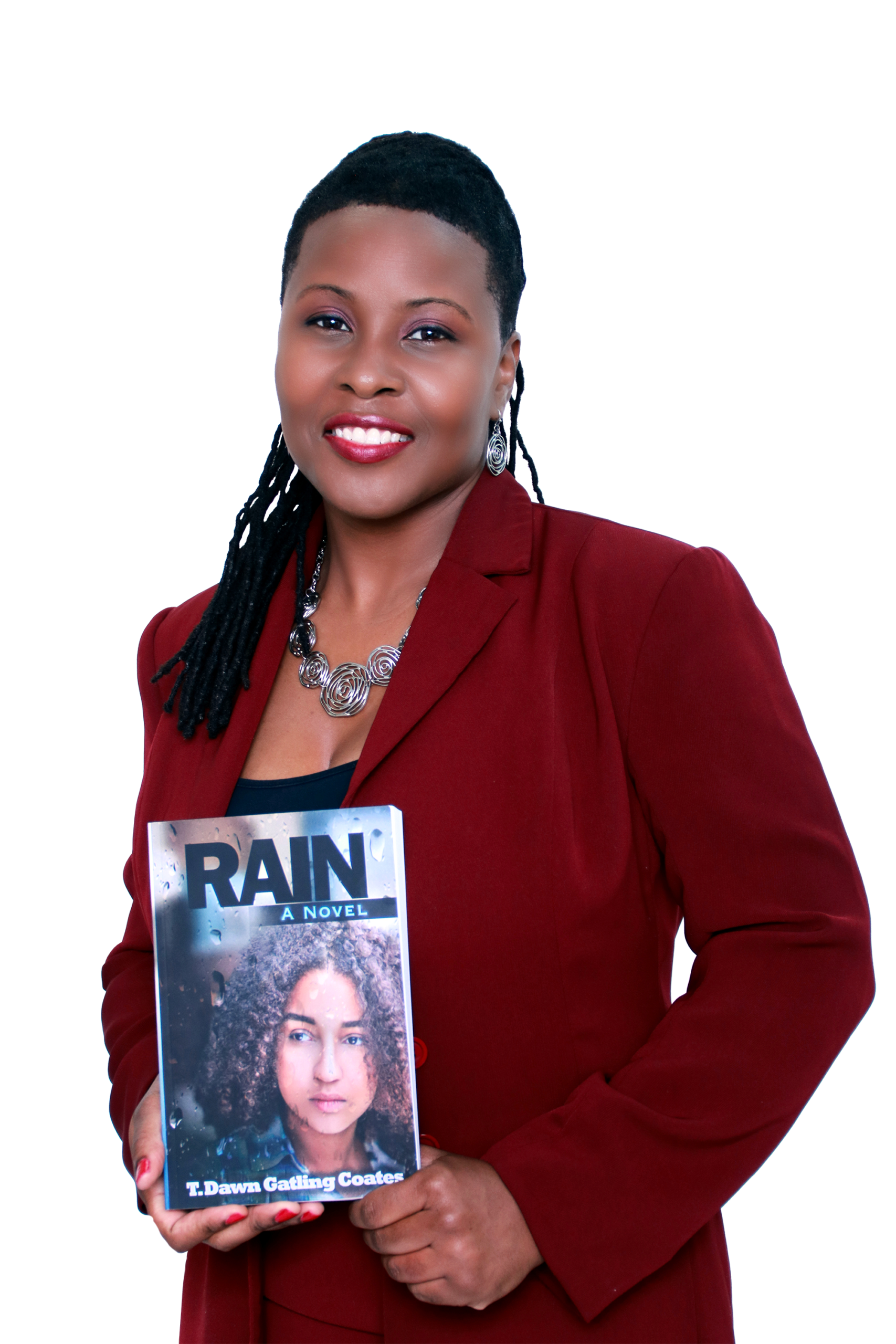 T. Dawn Gatling Coates holding Rain