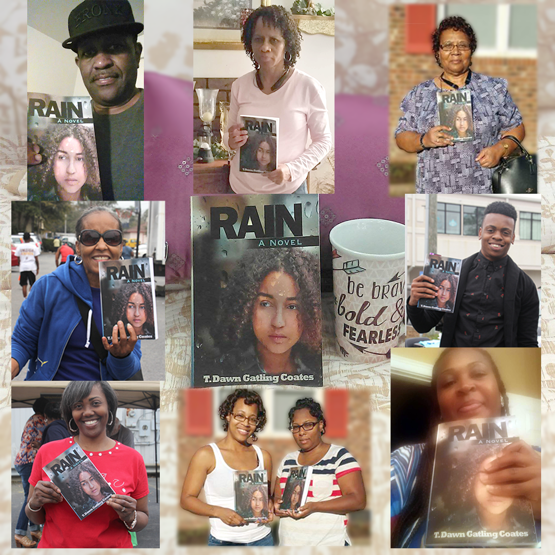 Readers holding their copies of Rain
